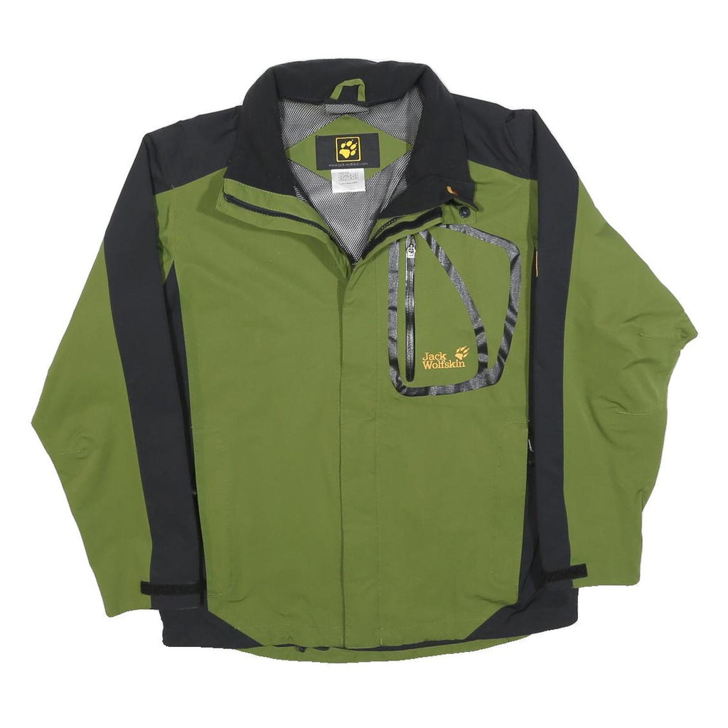 JACK WOLFSKIN Mens Green & Black Outdoor Jacket XS Polyester Blend Zip