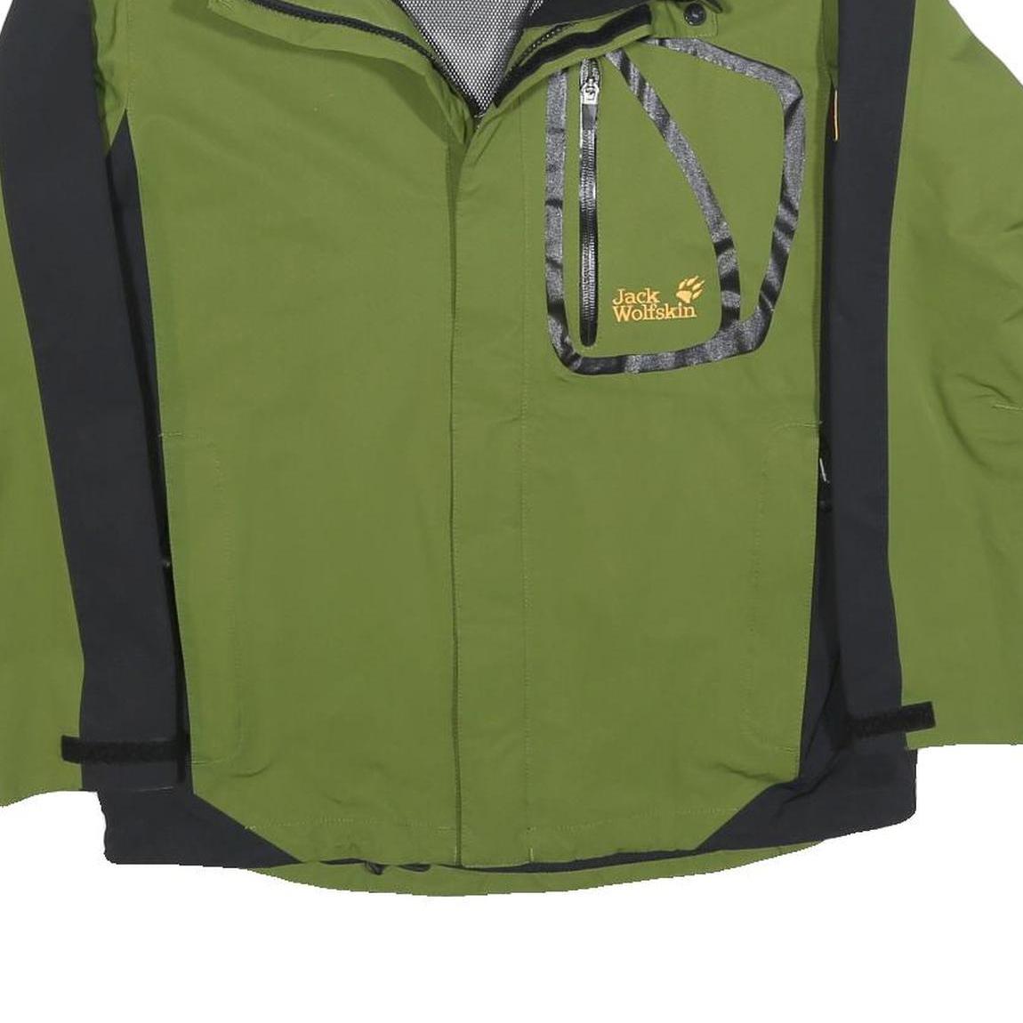 JACK WOLFSKIN Mens Green & Black Outdoor Jacket XS Polyester Blend Zip