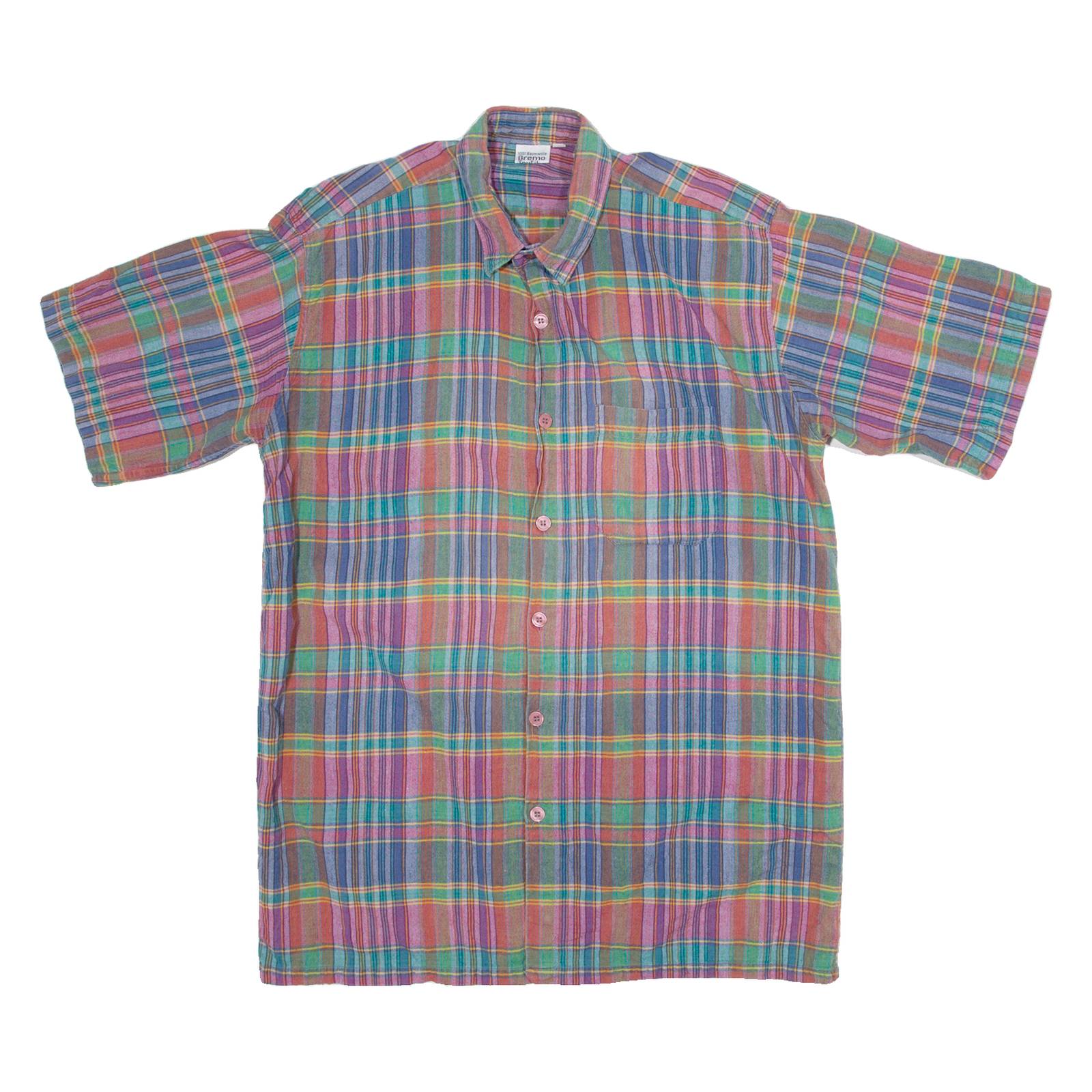BREMO Mens Shirt Blue Check L