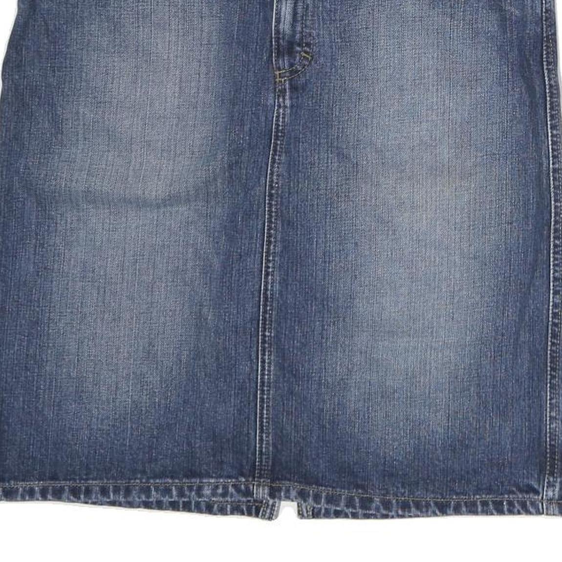 BURBERRY Womens Blue Denim Mini Cotton Skirt UK 8 Zip Pockets Casual