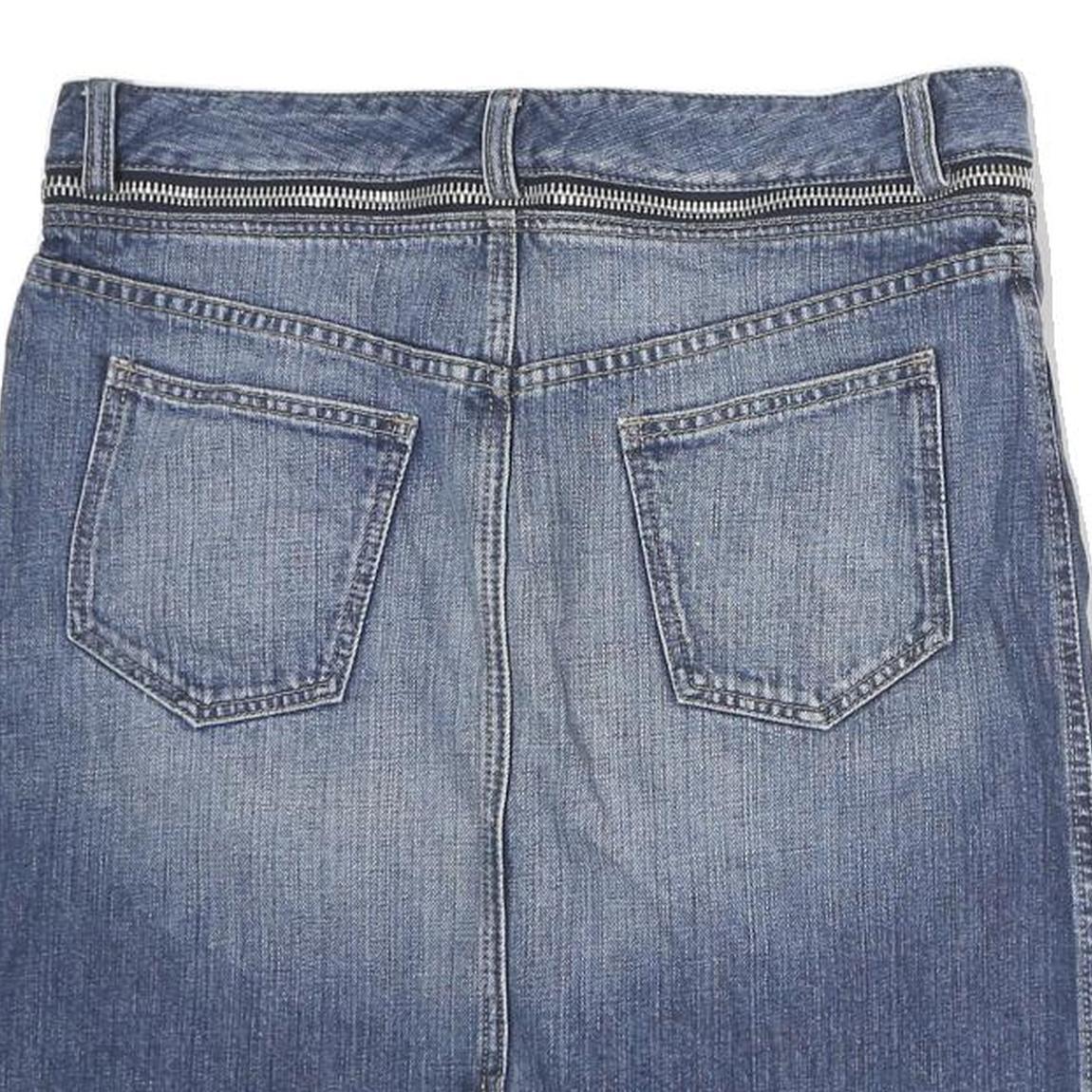 BURBERRY Womens Blue Denim Mini Cotton Skirt UK 8 Zip Pockets Casual