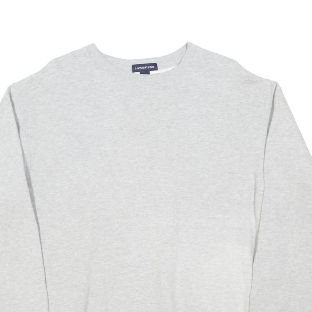LAND'S END Mens Grey Crew Neck M Cotton Blend Sweatshirt Casual Pullover