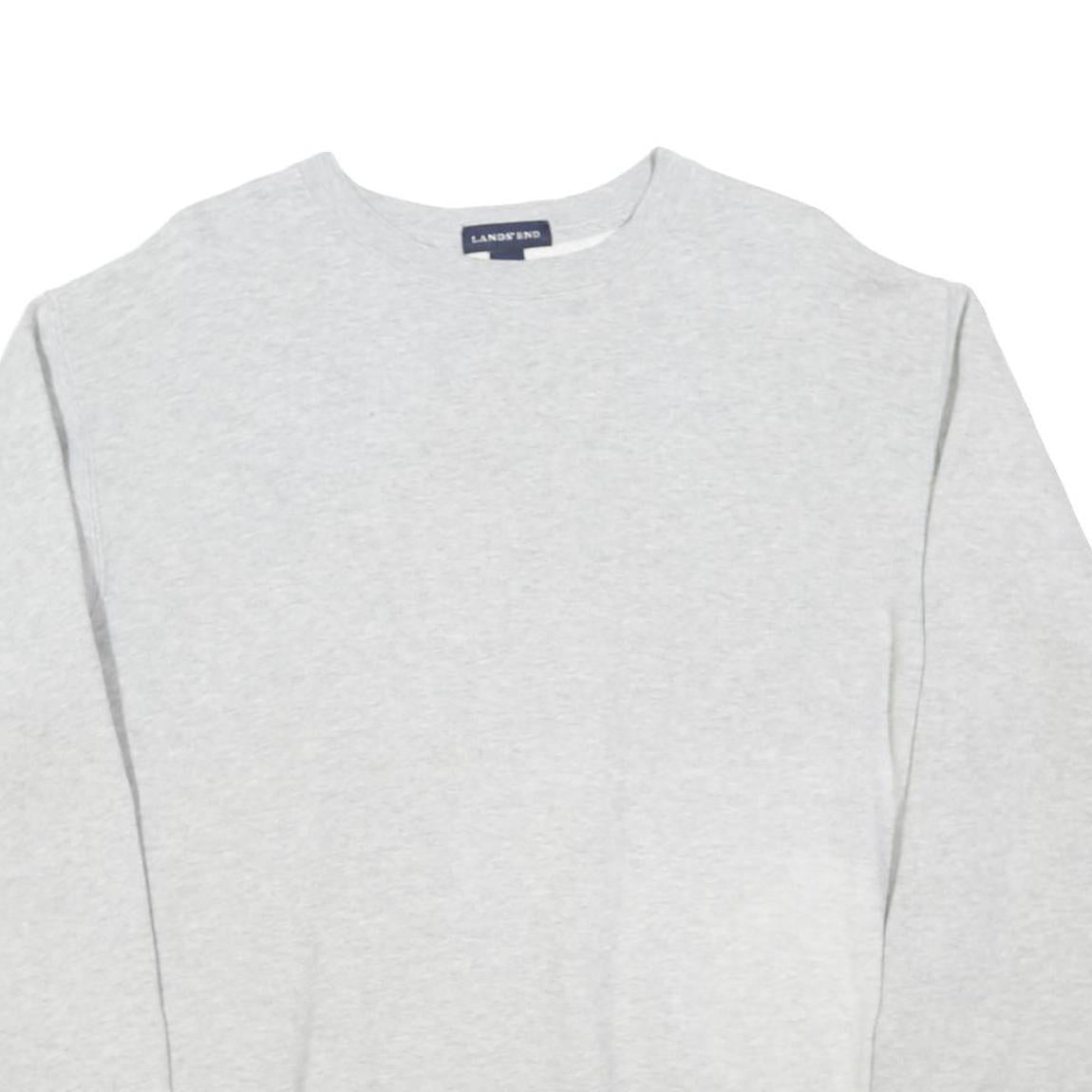 LAND'S END Mens Grey Crew Neck M Cotton Blend Sweatshirt Casual Pullover