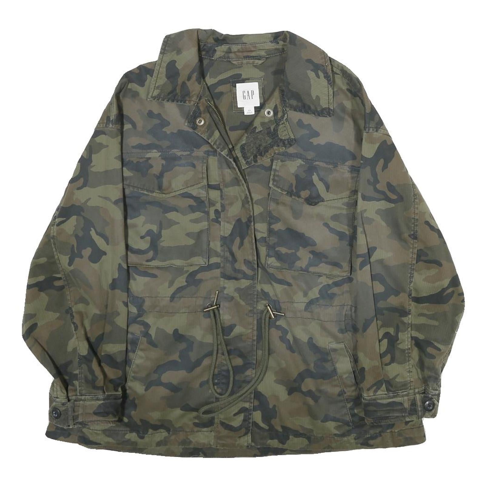 GAP Womens Green Camouflage Cotton Blend Jacket XS Zip Military Style Casual