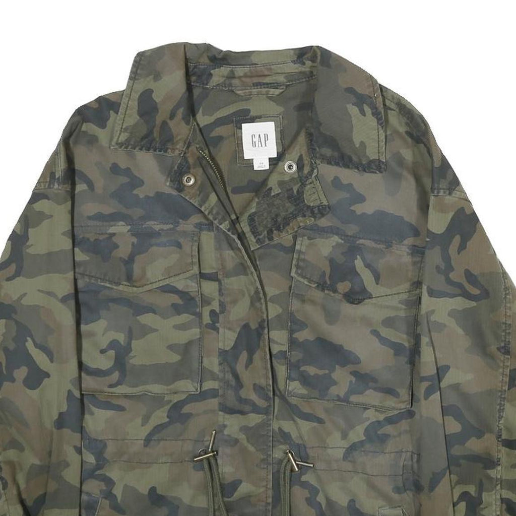 GAP Womens Green Camouflage Cotton Blend Jacket XS Zip Military Style Casual