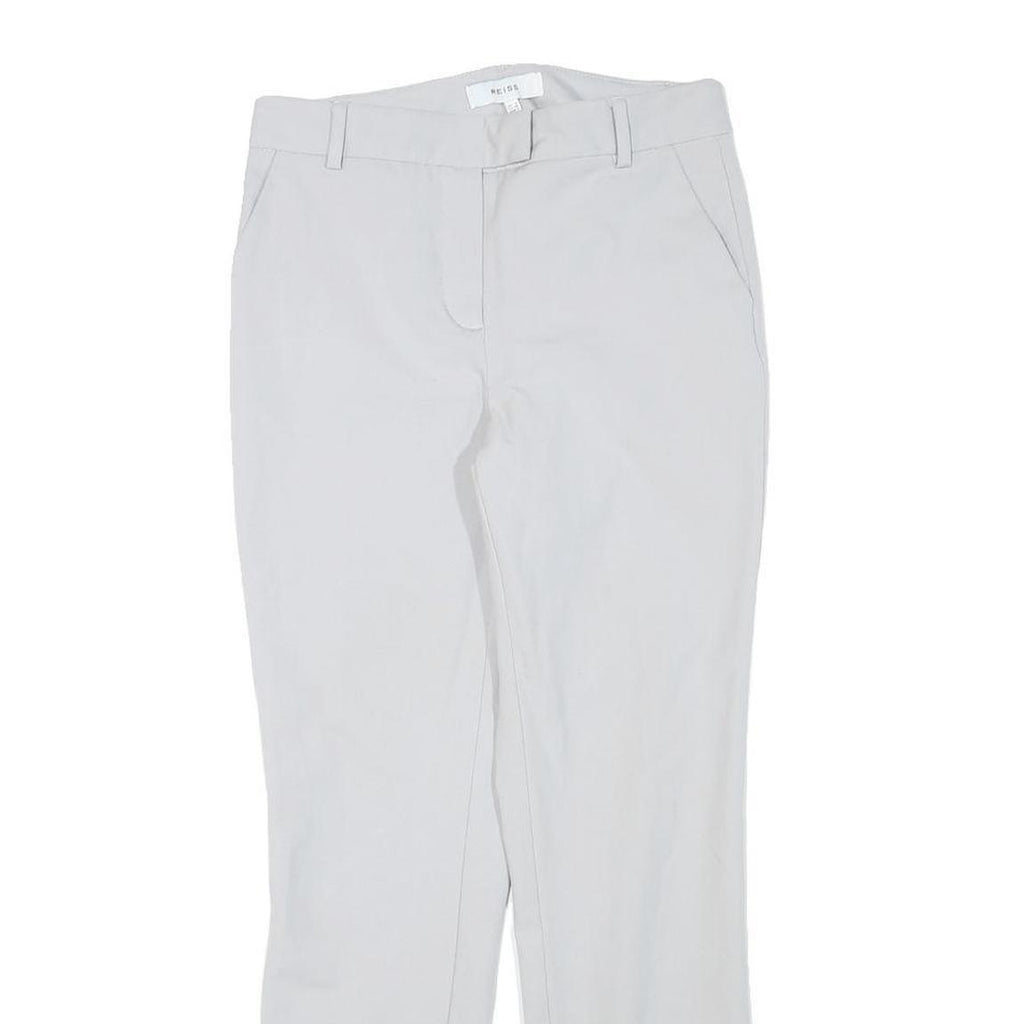 REISS Womens Cotton Blend Light Grey Regular Fit Straight Trousers W27 L27 Smart