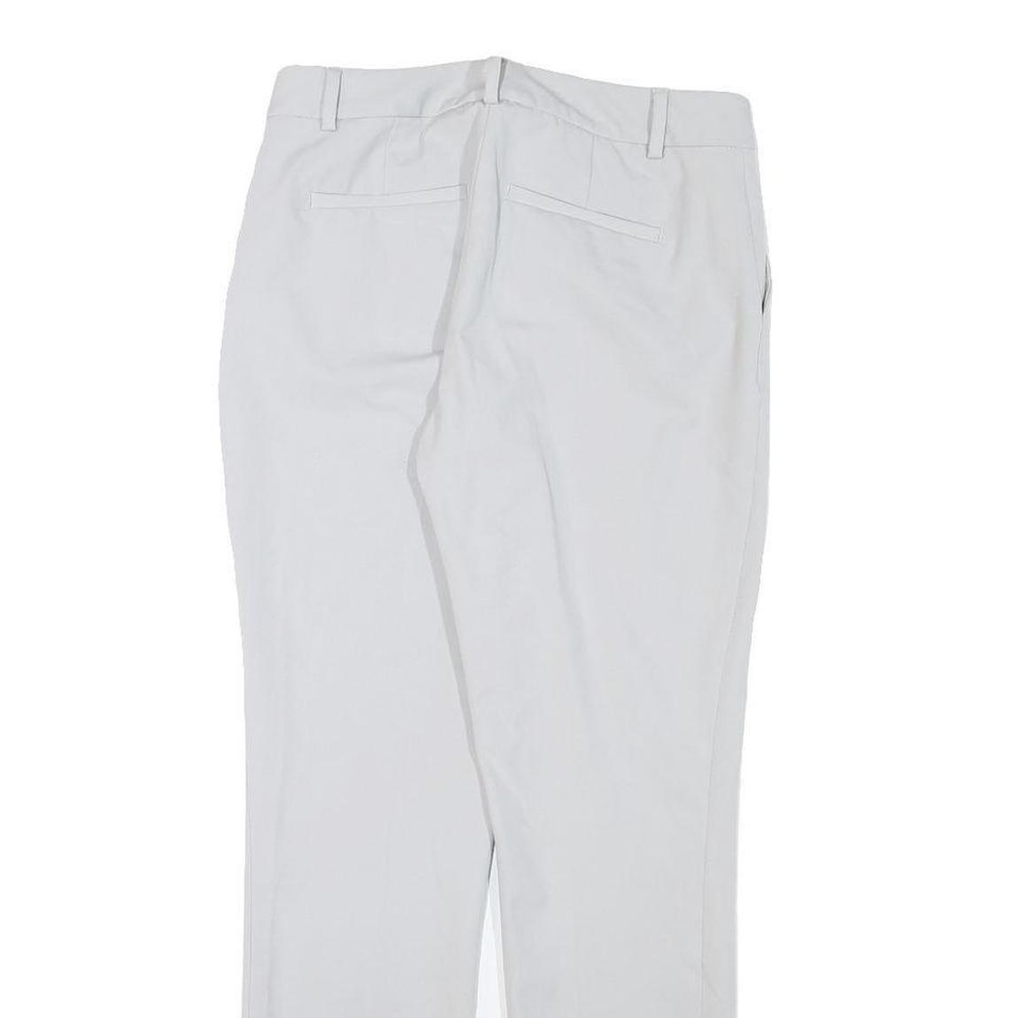 REISS Womens Cotton Blend Light Grey Regular Fit Straight Trousers W27 L27 Smart