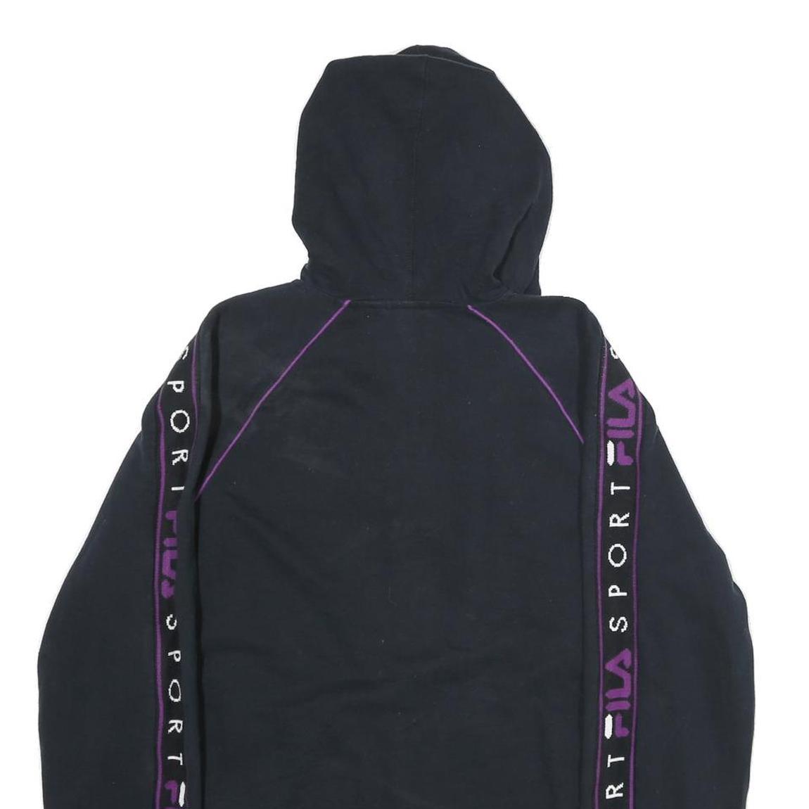 FILA Womens Black & Purple Zip Hoodie XL Sport Logo Tracksuit Sweatshirt