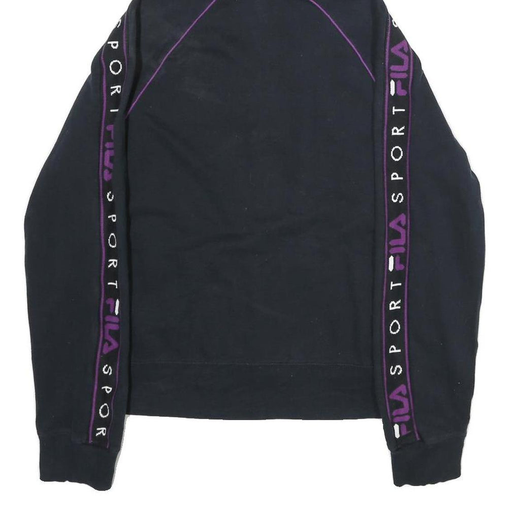 FILA Womens Black & Purple Zip Hoodie XL Sport Logo Tracksuit Sweatshirt