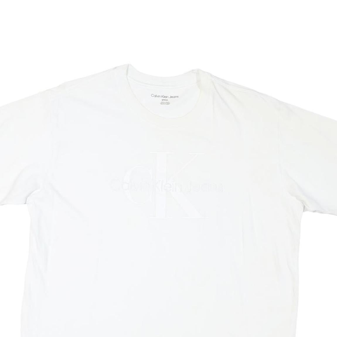 CALVIN KLEIN JEANS Mens White S Graphic T-Shirt Short Sleeve Crew Neck Logo