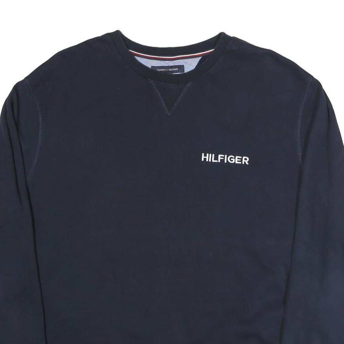 TOMMY HILFIGER Mens Navy Blue Cotton Blend Crew Neck XL Sweatshirt Pullover