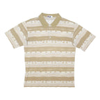FILA Mens Beige & Cream Short Sleeve Stripe Polo Shirt L Cotton Blend