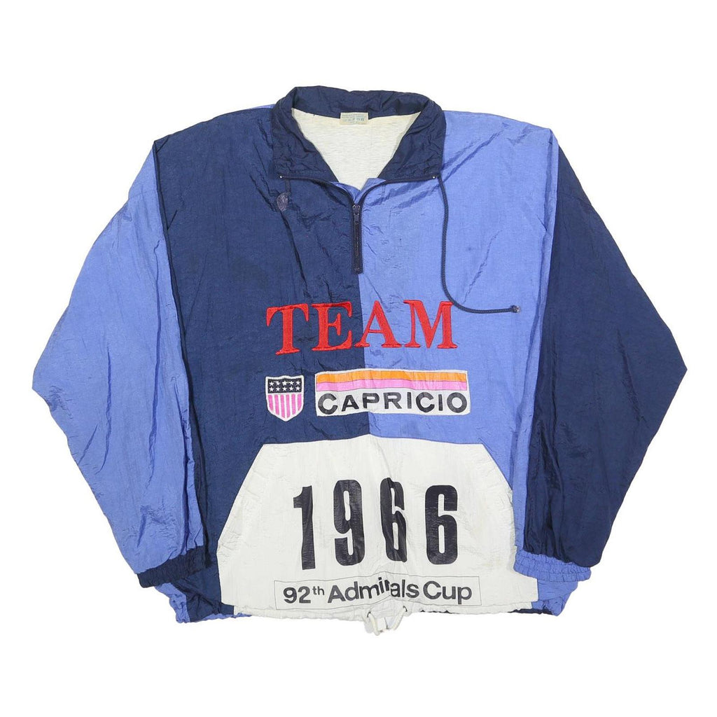 CAPRICO Mens Blue & Navy Outdoor Nylon Jacket M Athletic Colourblock Zip Pockets