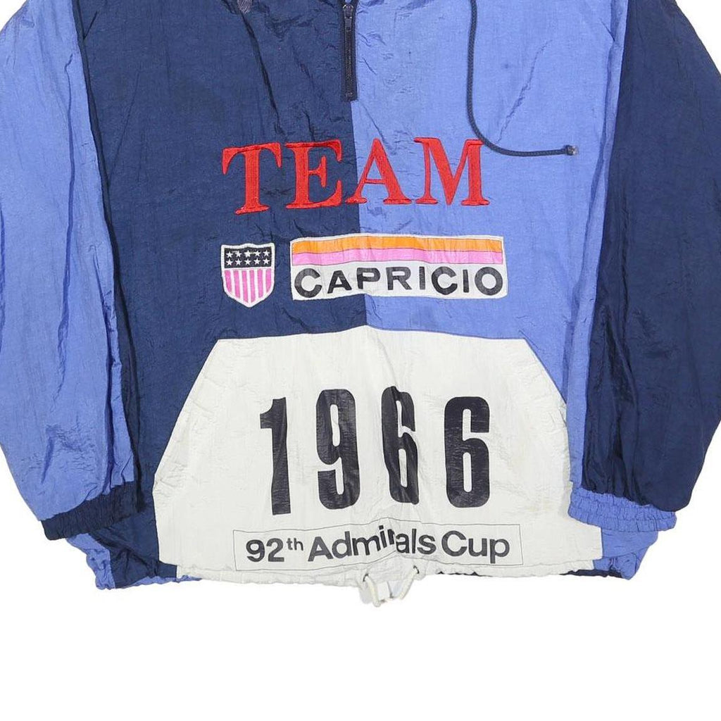 CAPRICO Mens Blue & Navy Outdoor Nylon Jacket M Athletic Colourblock Zip Pockets