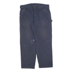 CARHARTT Mens Cotton Blend Navy Relaxed Straight Trousers W36 L30 Workwear Zip