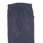 CARHARTT Mens Cotton Blend Navy Relaxed Straight Trousers W36 L30 Workwear Zip
