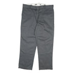 DICKIES Mens Grey Regular Fit Straight Trousers W40 L30 Cotton Blend Zip Closure