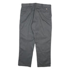 DICKIES Mens Grey Regular Fit Straight Trousers W40 L30 Cotton Blend Zip Closure