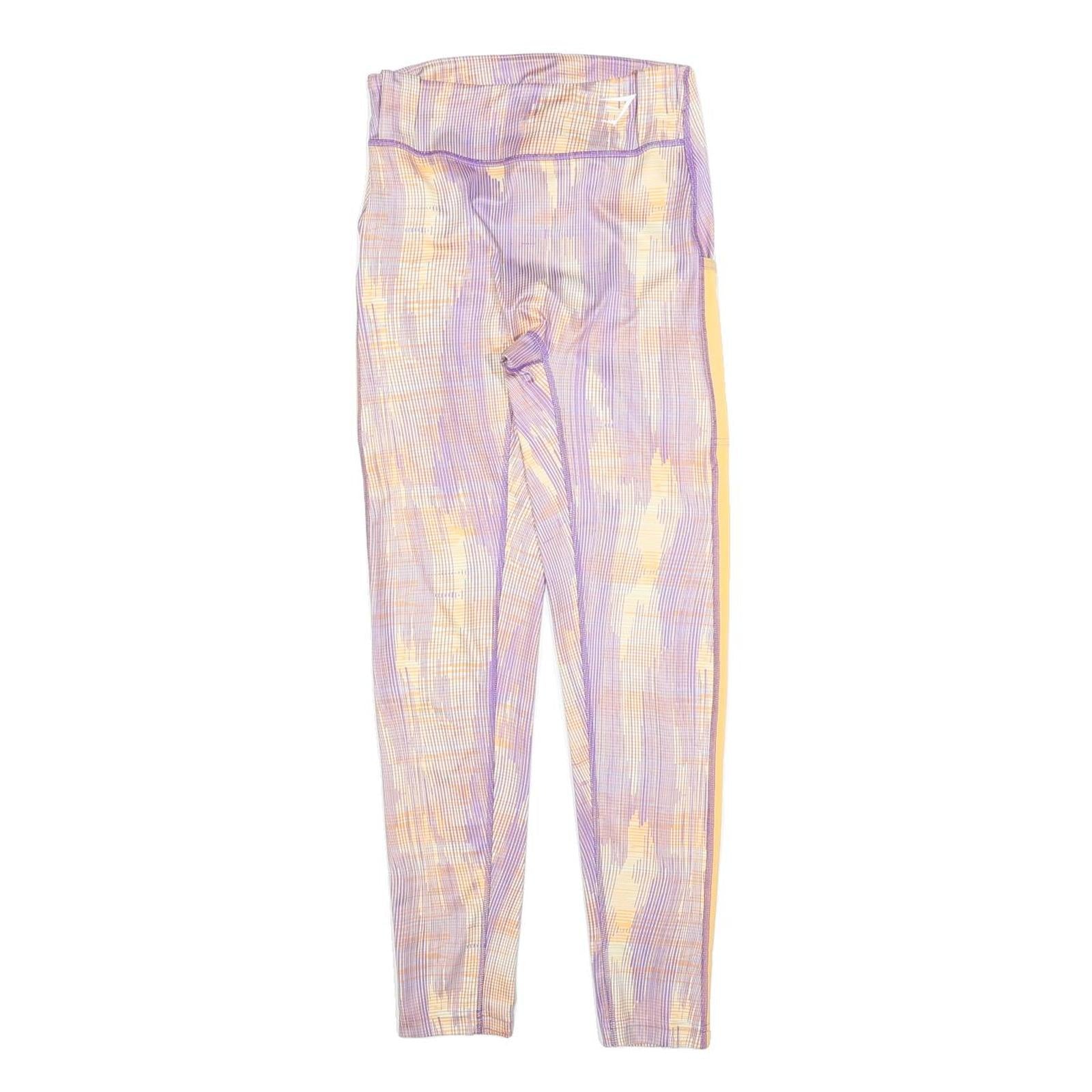 GYMSHARK Womens Joggers Purple & Yellow Slim Tapered S W22 L26 Gym Fitness