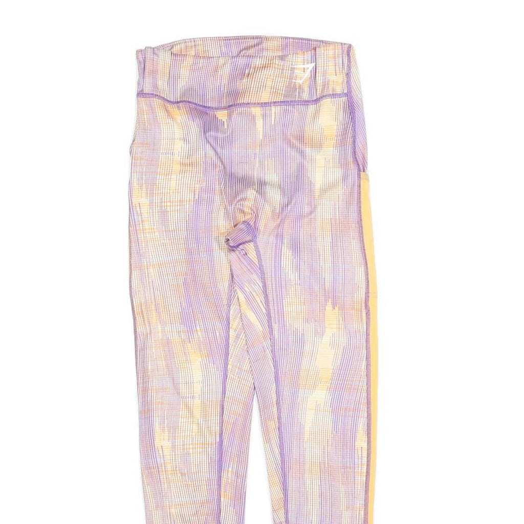 GYMSHARK Womens Joggers Purple & Yellow Slim Tapered S W22 L26 Gym Fitness