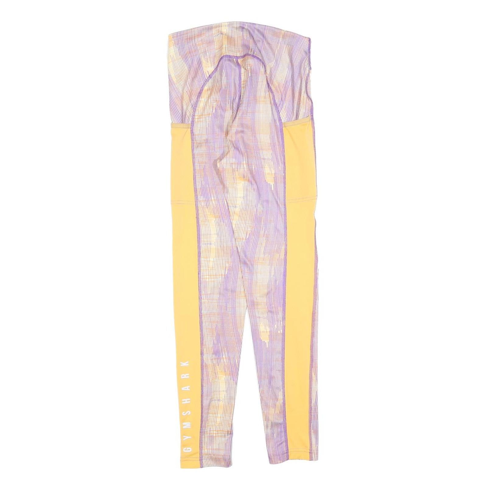 GYMSHARK Womens Joggers Purple & Yellow Slim Tapered S W22 L26 Gym Fitness