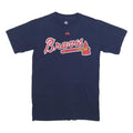 MAJESTIC Mens Navy Blue Braves Graphic T-Shirt S Short Sleeve Crew Neck