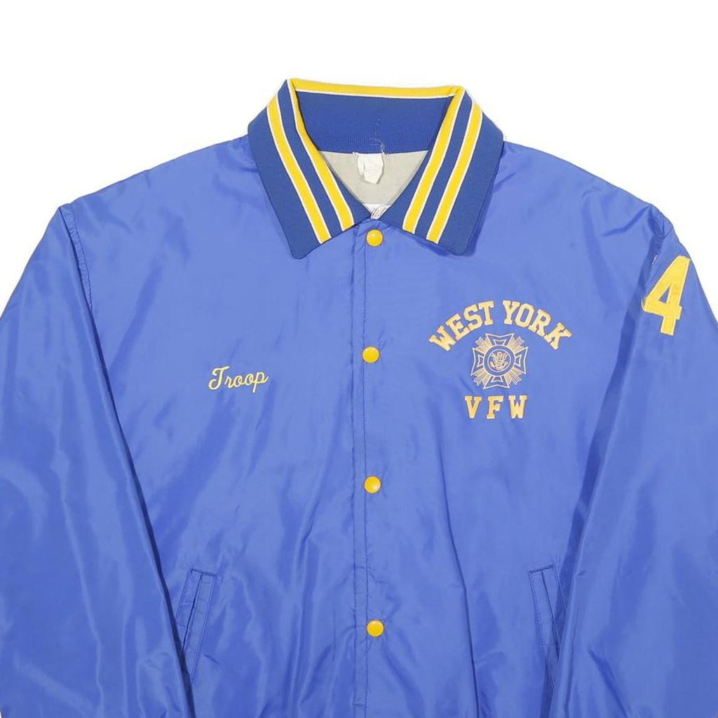 JOHN M GROVE Mens Blue & Yellow Varsity Jacket XL Nylon Button Casual Retro