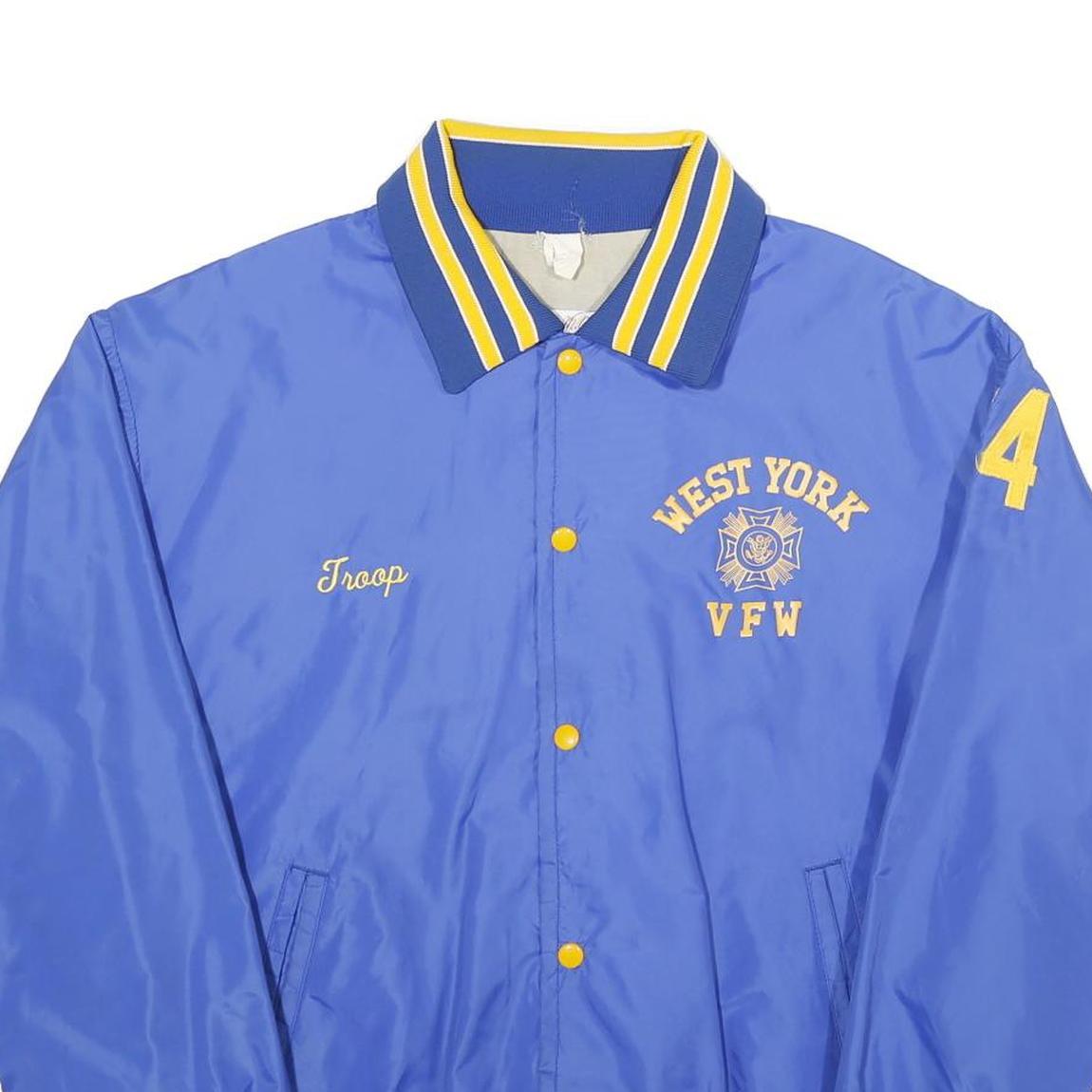 JOHN M GROVE Mens Blue & Yellow Varsity Jacket XL Nylon Button Casual Retro