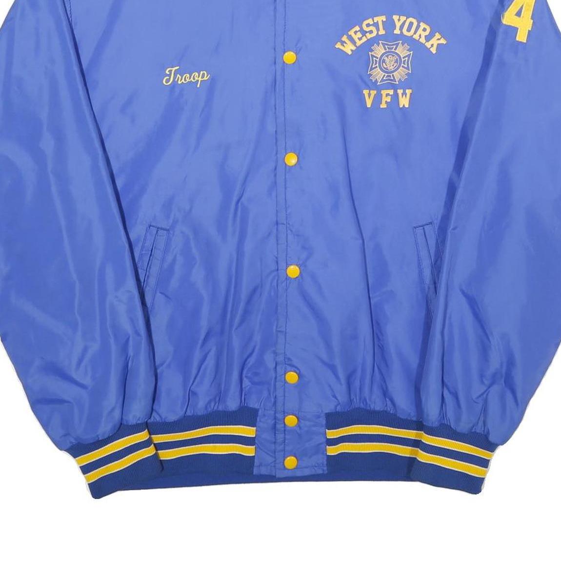 JOHN M GROVE Mens Blue & Yellow Varsity Jacket XL Nylon Button Casual Retro
