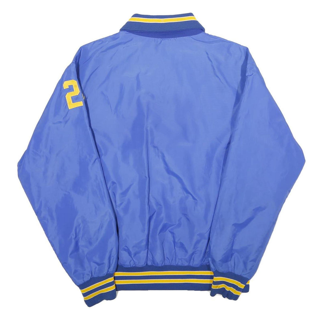 JOHN M GROVE Mens Blue & Yellow Varsity Jacket XL Nylon Button Casual Retro