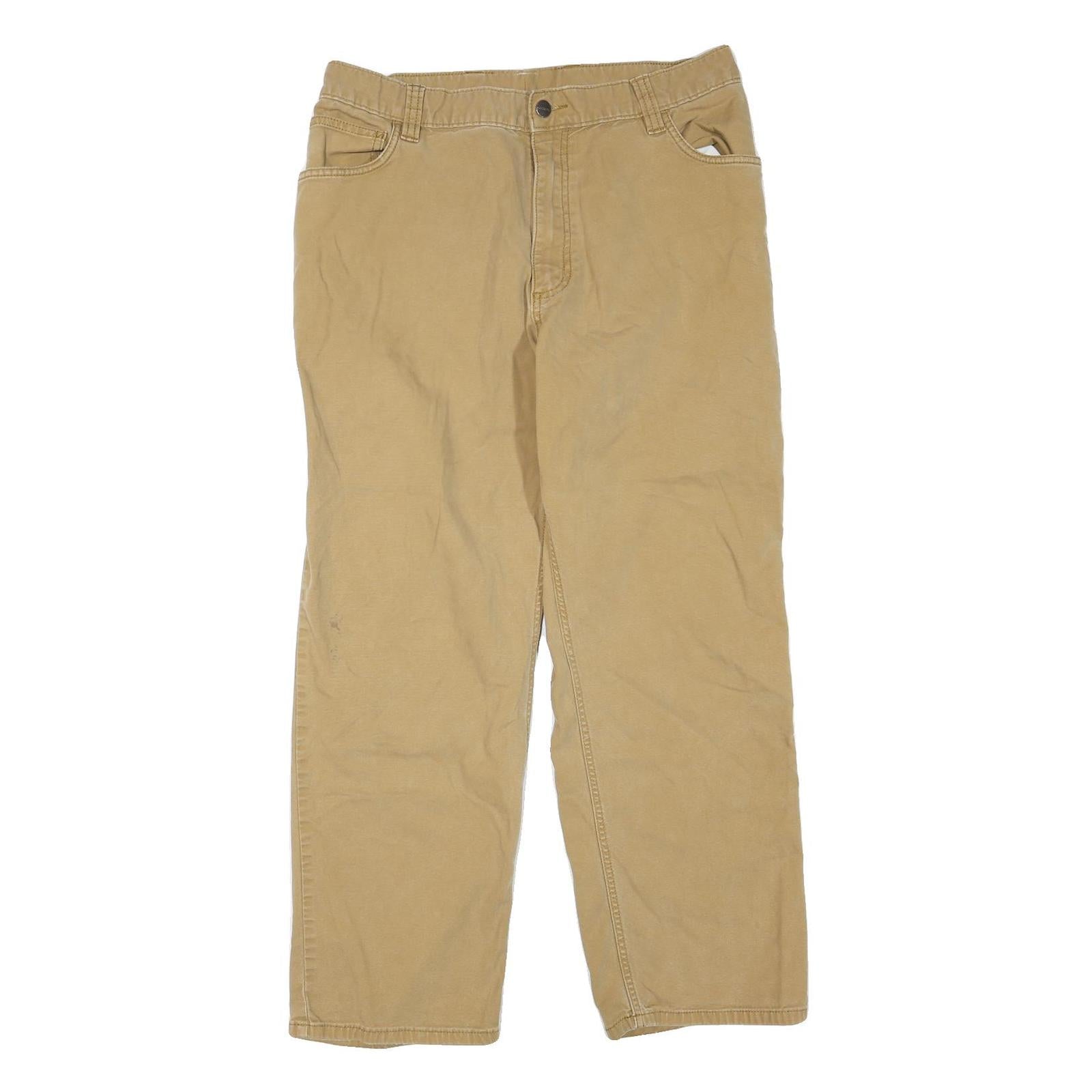 CARHARTT Mens Cotton Blend Beige Regular Fit Straight Leg Trousers W32 L27