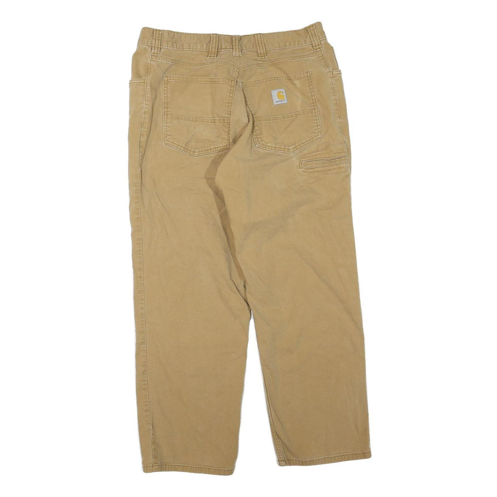 CARHARTT Mens Cotton Blend Beige Regular Fit Straight Leg Trousers W32 L27