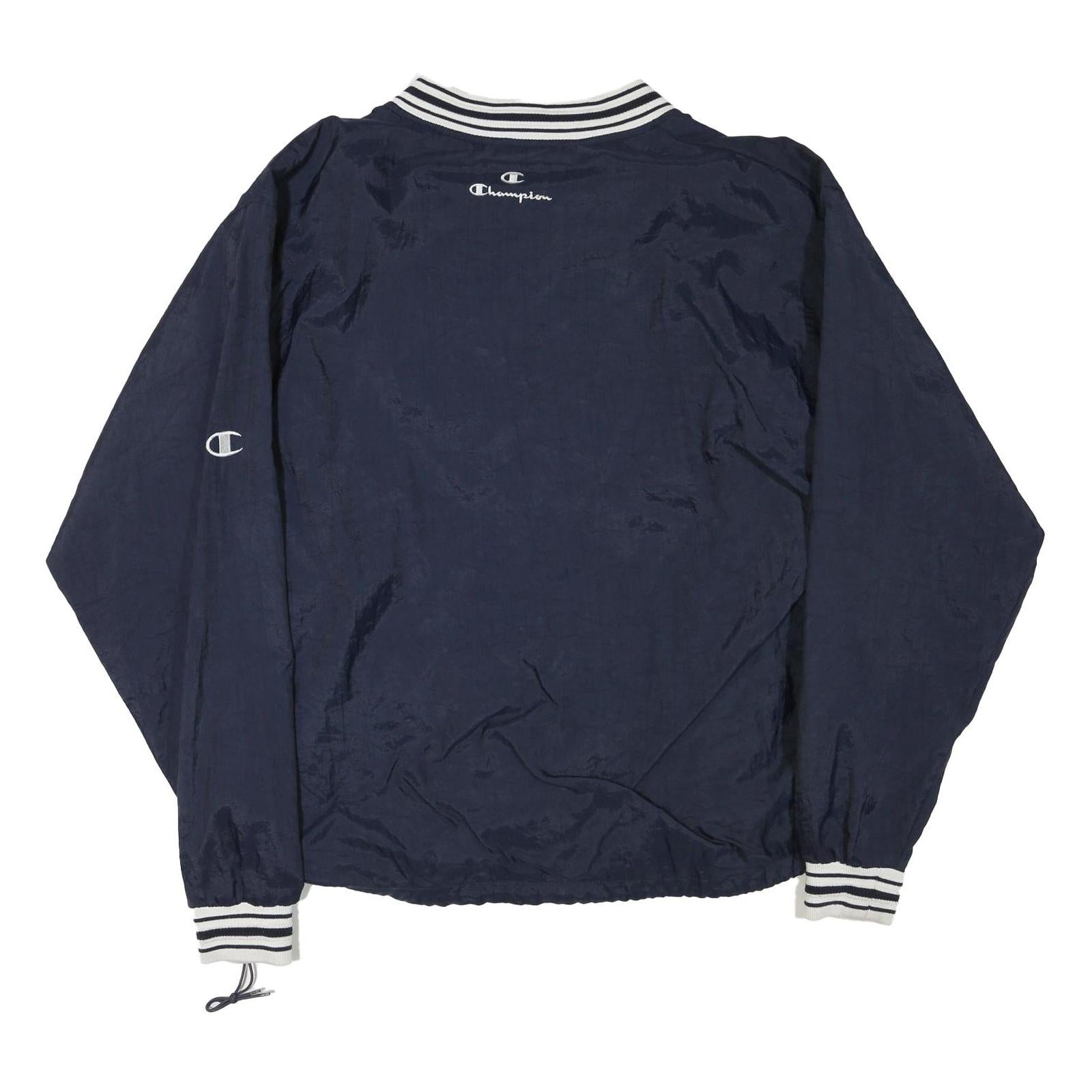 CHAMPION Mens Navy Blue Athletic Jacket L Polyester Blend Varsity Style