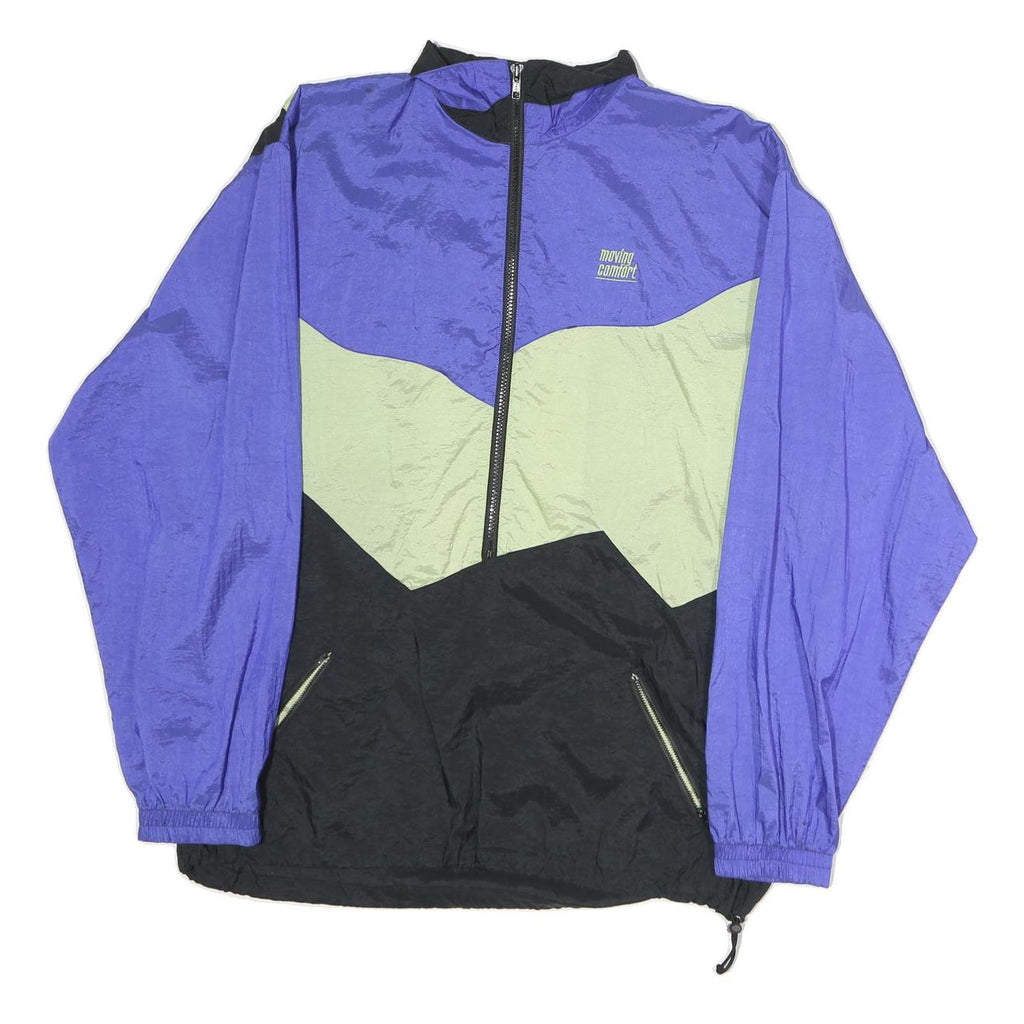 MOVING COMFORT Mens Purple & Green Nylon Zip Jacket M Lightweight Activewear