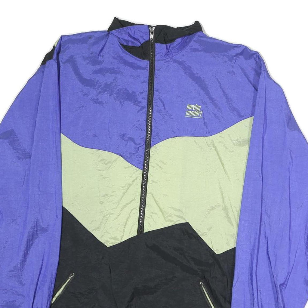 MOVING COMFORT Mens Purple & Green Nylon Zip Jacket M Lightweight Activewear