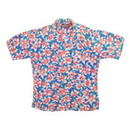 BOUVY Mens Blue & Pink Floral Rayon Shirt M Hawaiian Casual Summer Style