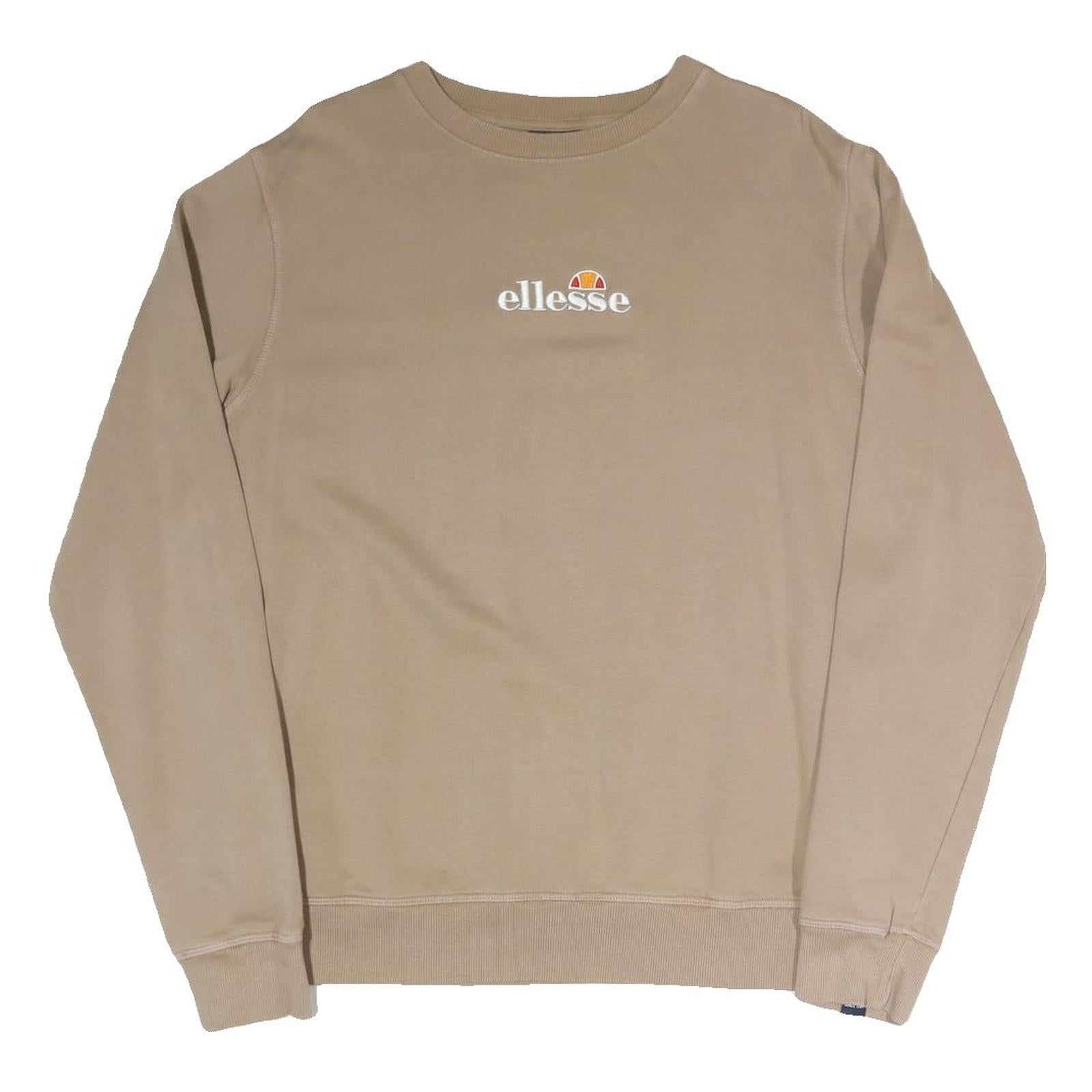 ELLESSE Womens Beige Cotton Blend Crew Neck UK 10 Sweatshirt Pullover Casual