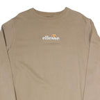 ELLESSE Womens Beige Cotton Blend Crew Neck UK 10 Sweatshirt Pullover Casual