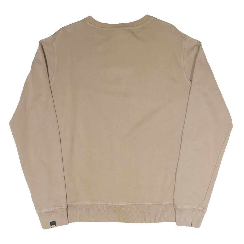 ELLESSE Womens Beige Cotton Blend Crew Neck UK 10 Sweatshirt Pullover Casual