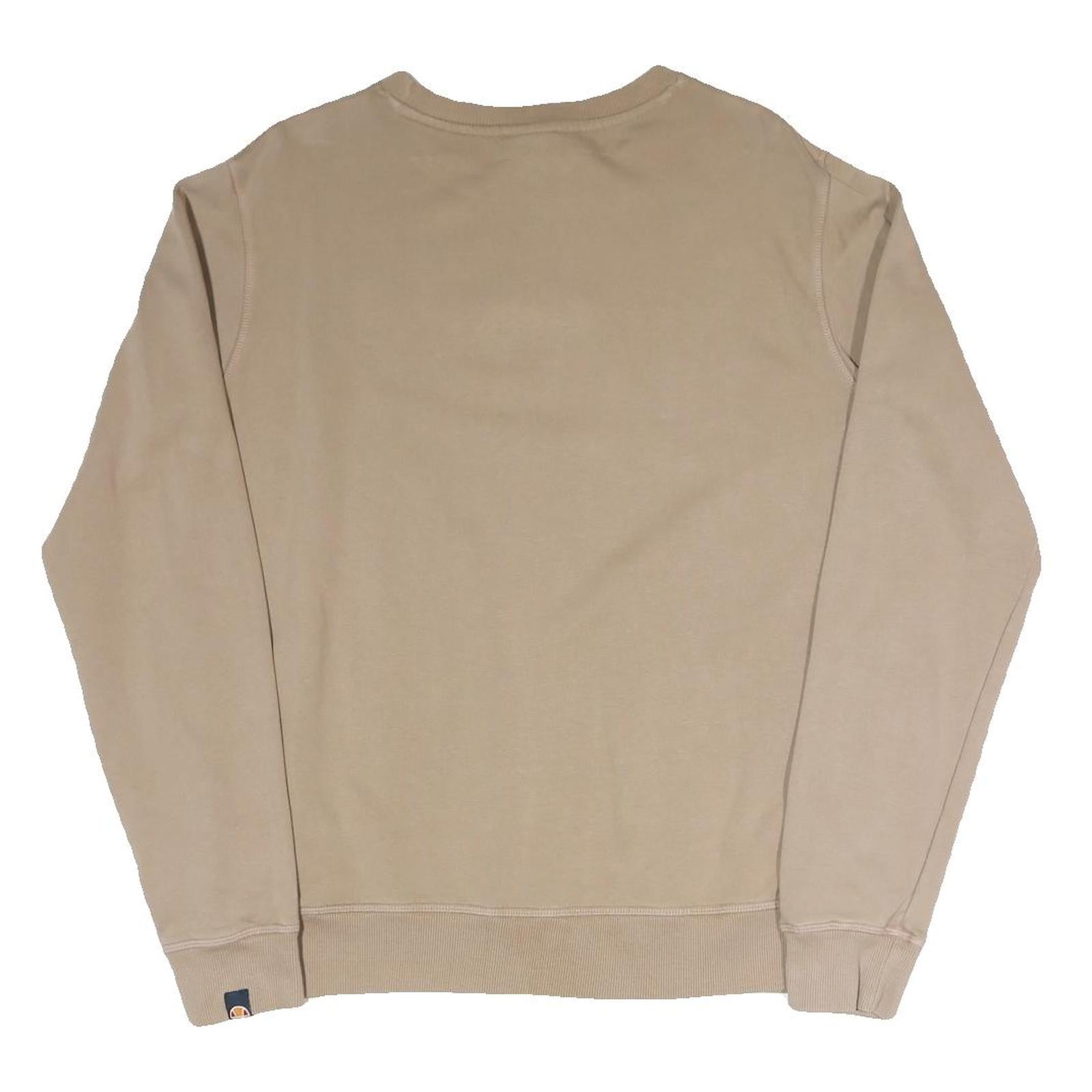 ELLESSE Womens Beige Cotton Blend Crew Neck UK 10 Sweatshirt Pullover Casual