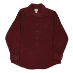 LL BEAN Mens Maroon Corduroy Shirt L Long Sleeve Button Down Casual Relaxed Fit