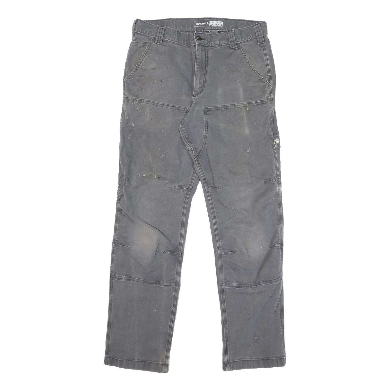 CARHARTT Mens Cotton Blend Grey Relaxed Straight Trousers W32 L32 Workwear