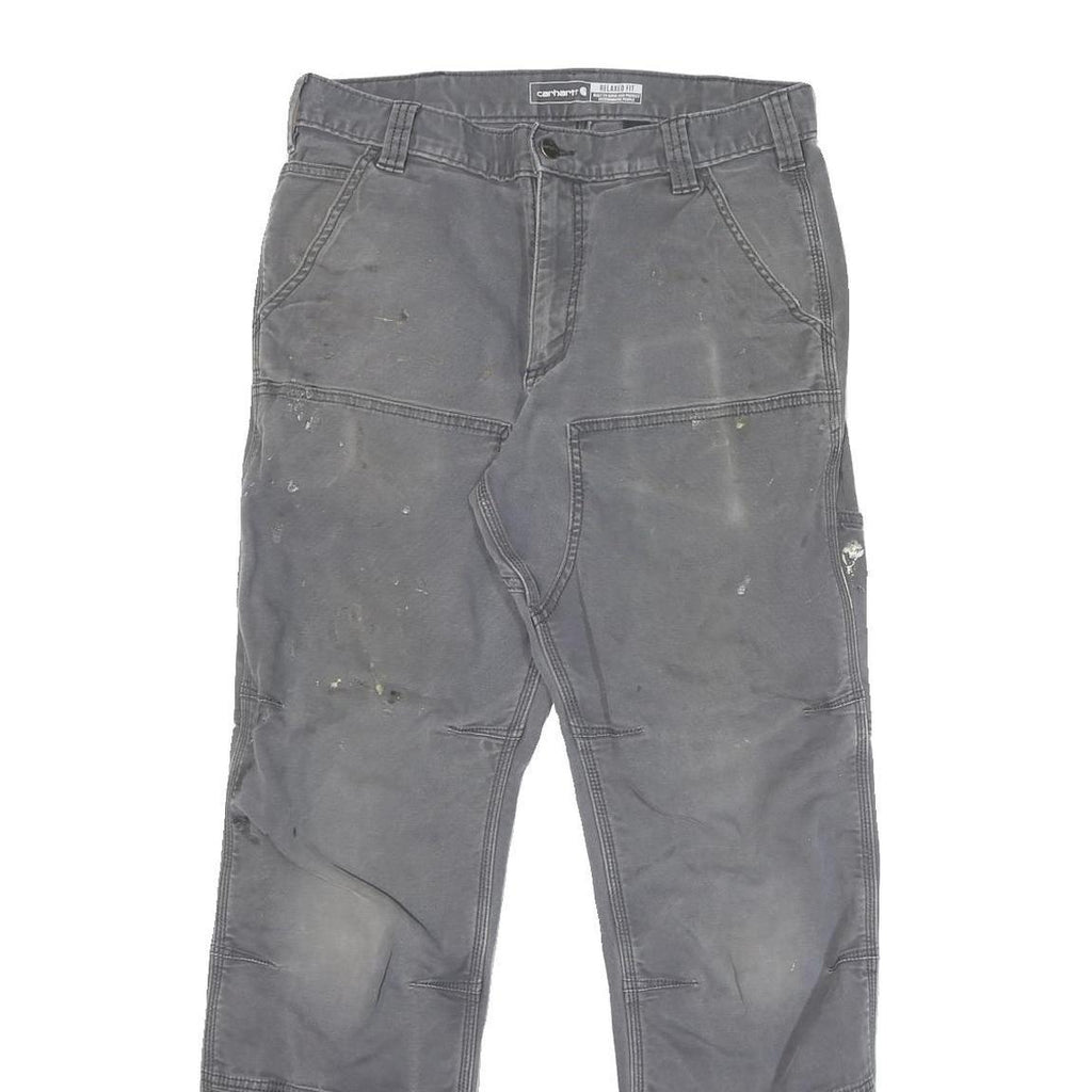 CARHARTT Mens Cotton Blend Grey Relaxed Straight Trousers W32 L32 Workwear