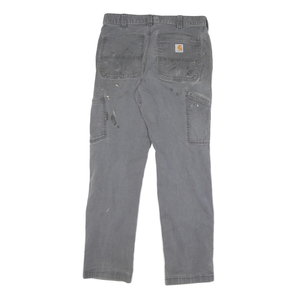 CARHARTT Mens Cotton Blend Grey Relaxed Straight Trousers W32 L32 Workwear