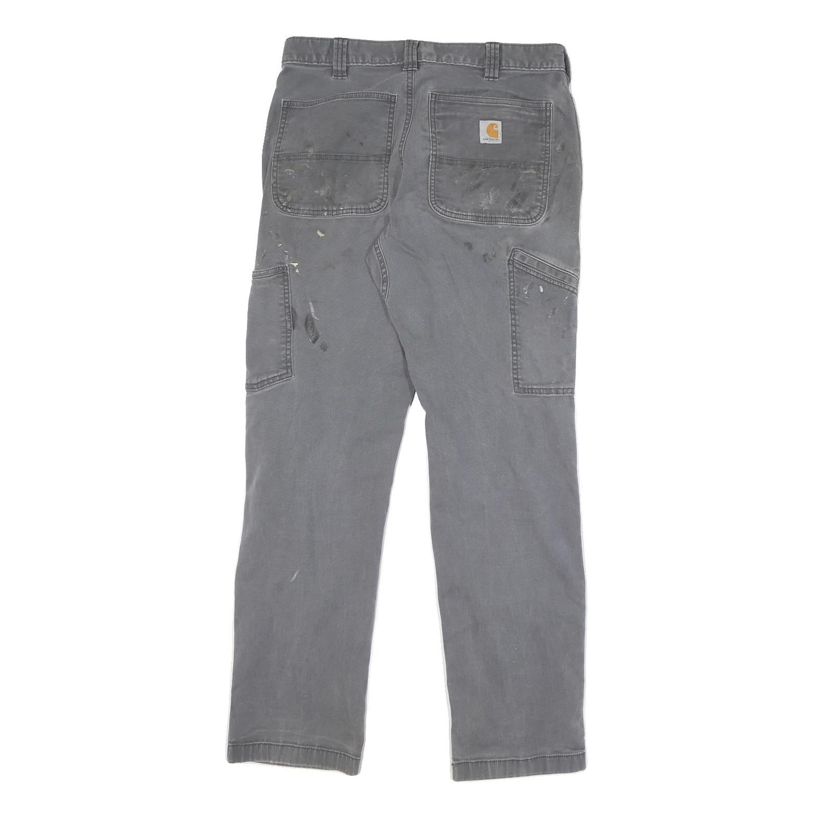 CARHARTT Mens Cotton Blend Grey Relaxed Straight Trousers W32 L32 Workwear