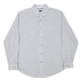 NAUTICA Mens White & Grey Check Casual Shirt L Cotton Blend Long Sleeve Button