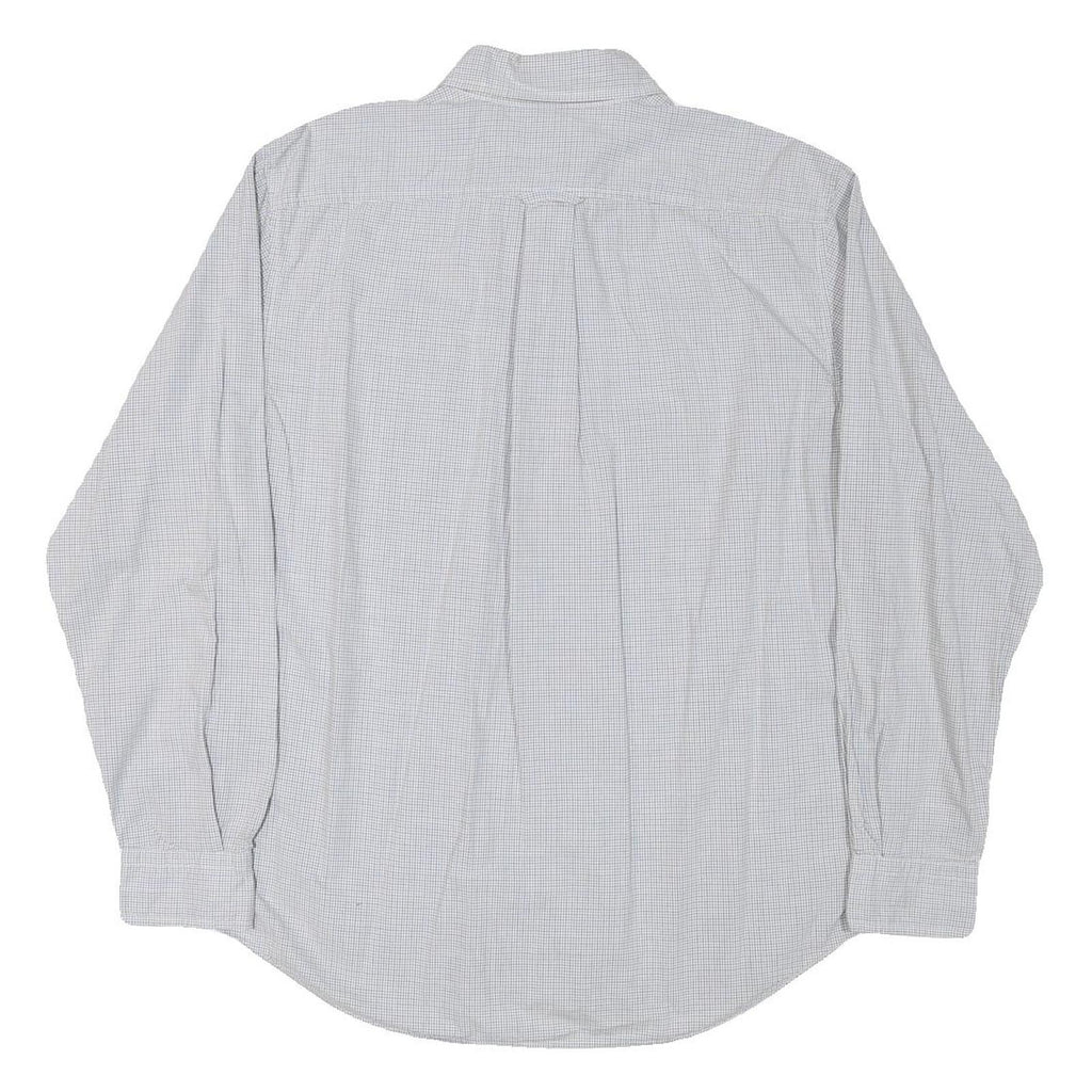 NAUTICA Mens White & Grey Check Casual Shirt L Cotton Blend Long Sleeve Button