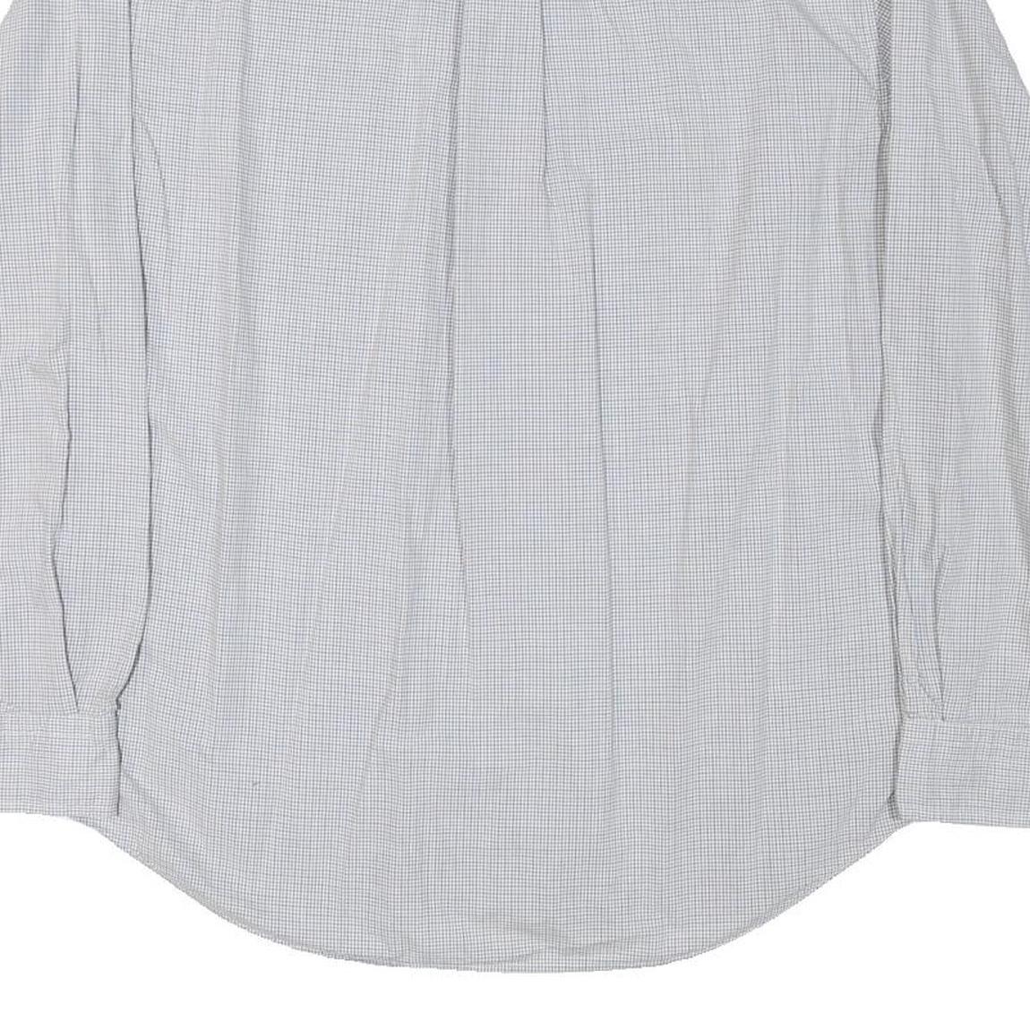 NAUTICA Mens White & Grey Check Casual Shirt L Cotton Blend Long Sleeve Button