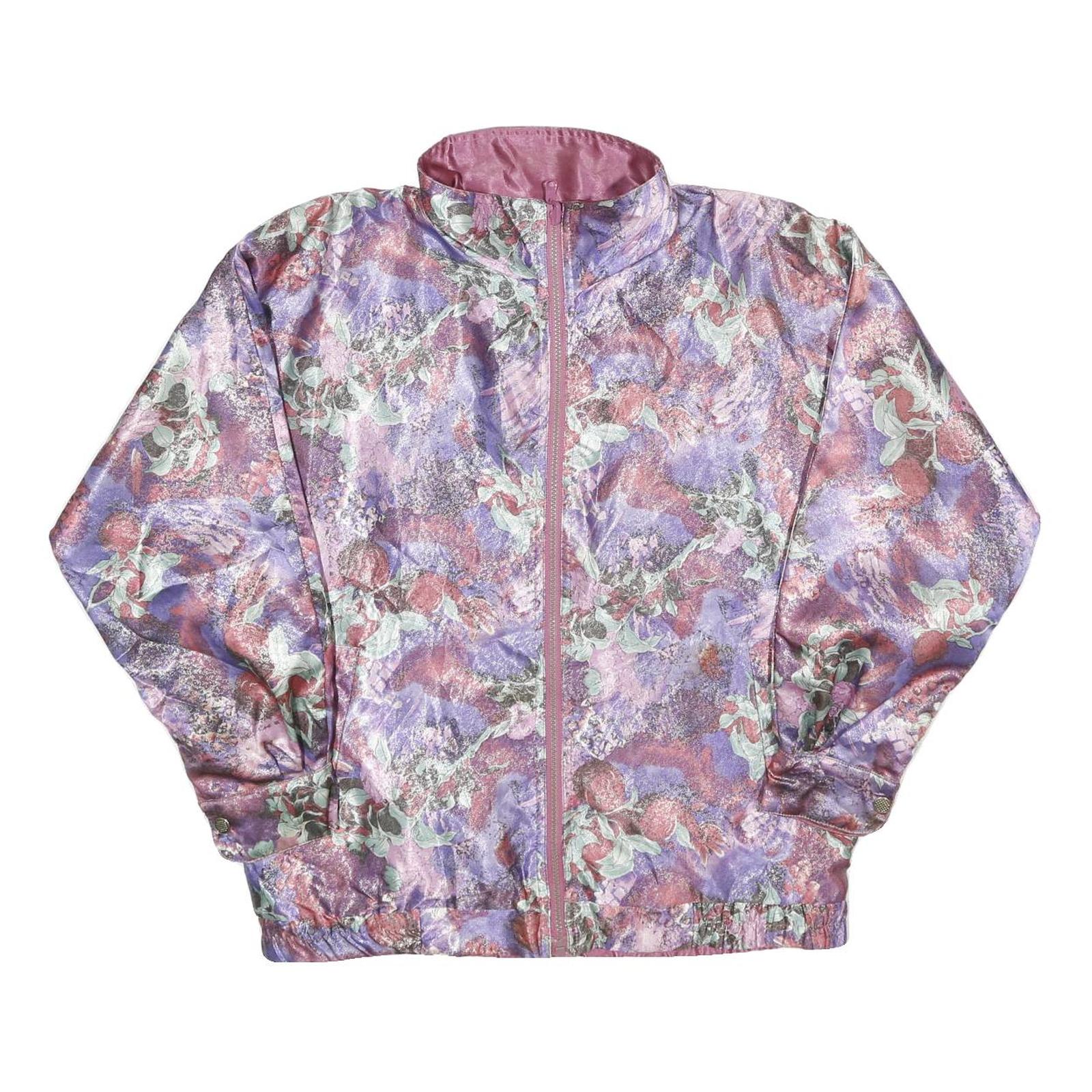 LAFAEL Womens Pink & Purple Floral Polyester Jacket XS Woven Zip Reversible