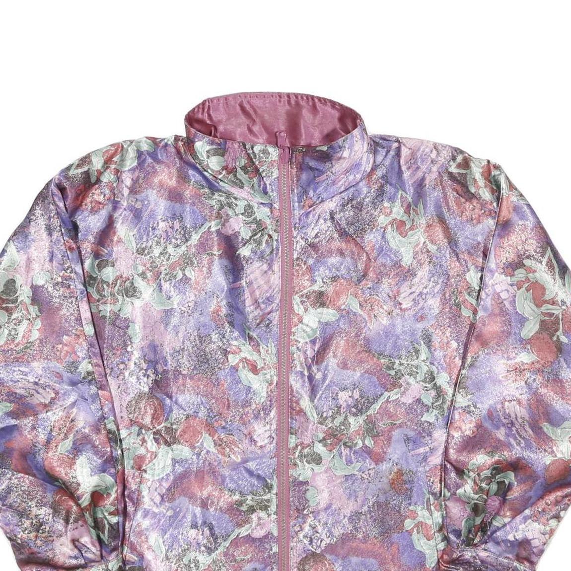 LAFAEL Womens Pink & Purple Floral Polyester Jacket XS Woven Zip Reversible